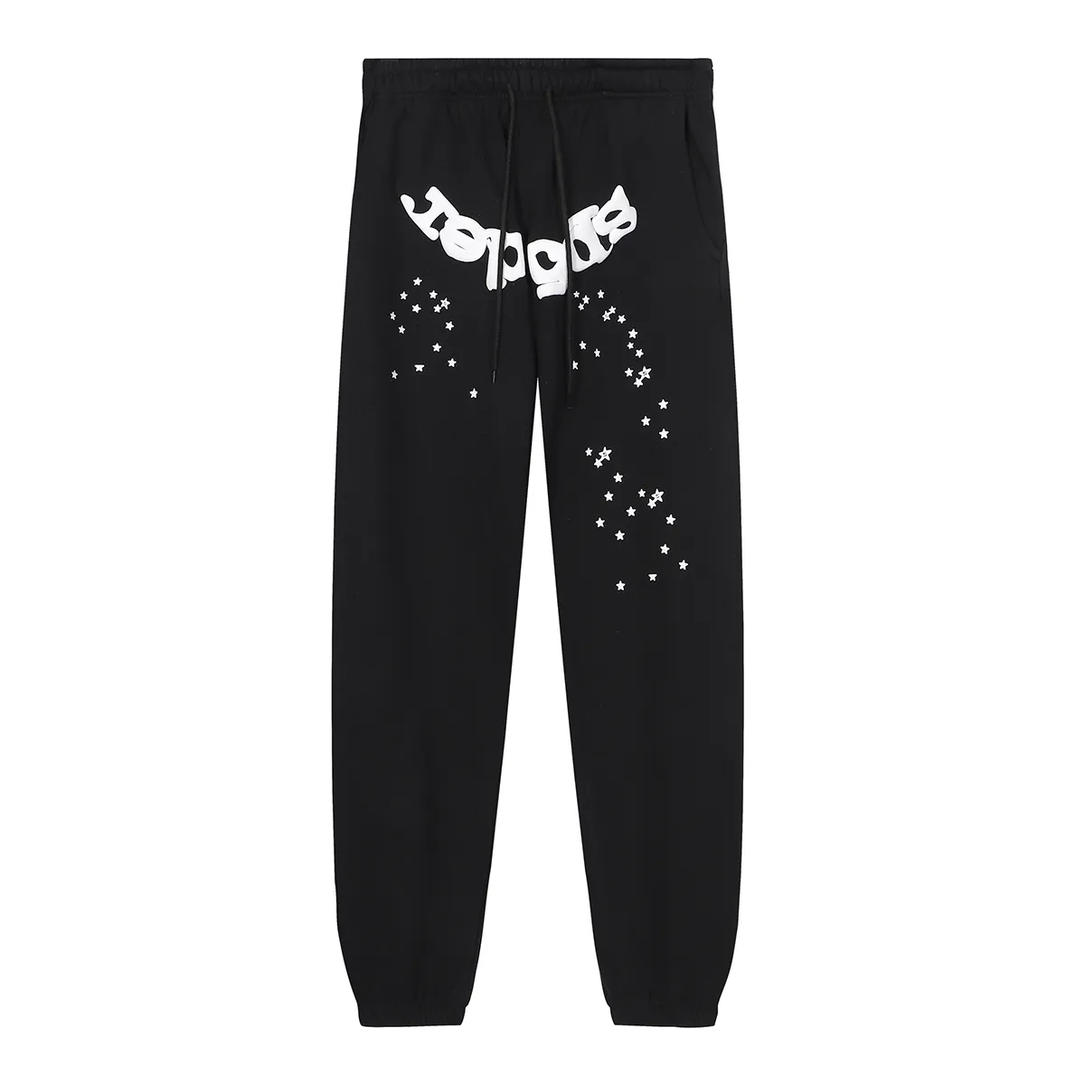 110+110 No. hooded 8218, trousers 8318, Mechao Sp10der 555 555 solid color spider web foam printed high quality cotton hoodie sweatshirt Color: black, gray; Size: S M L XL