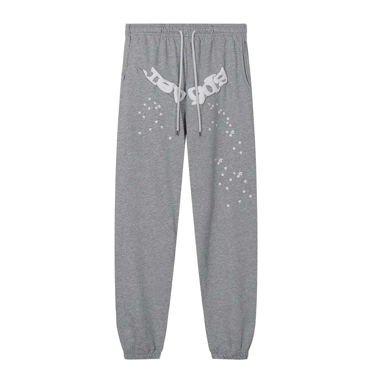 110+110 No. hooded 8218, trousers 8318, Mechao Sp10der 555 555 solid color spider web foam printed high quality cotton hoodie sweatshirt Color: black, gray; Size: S M L XL
