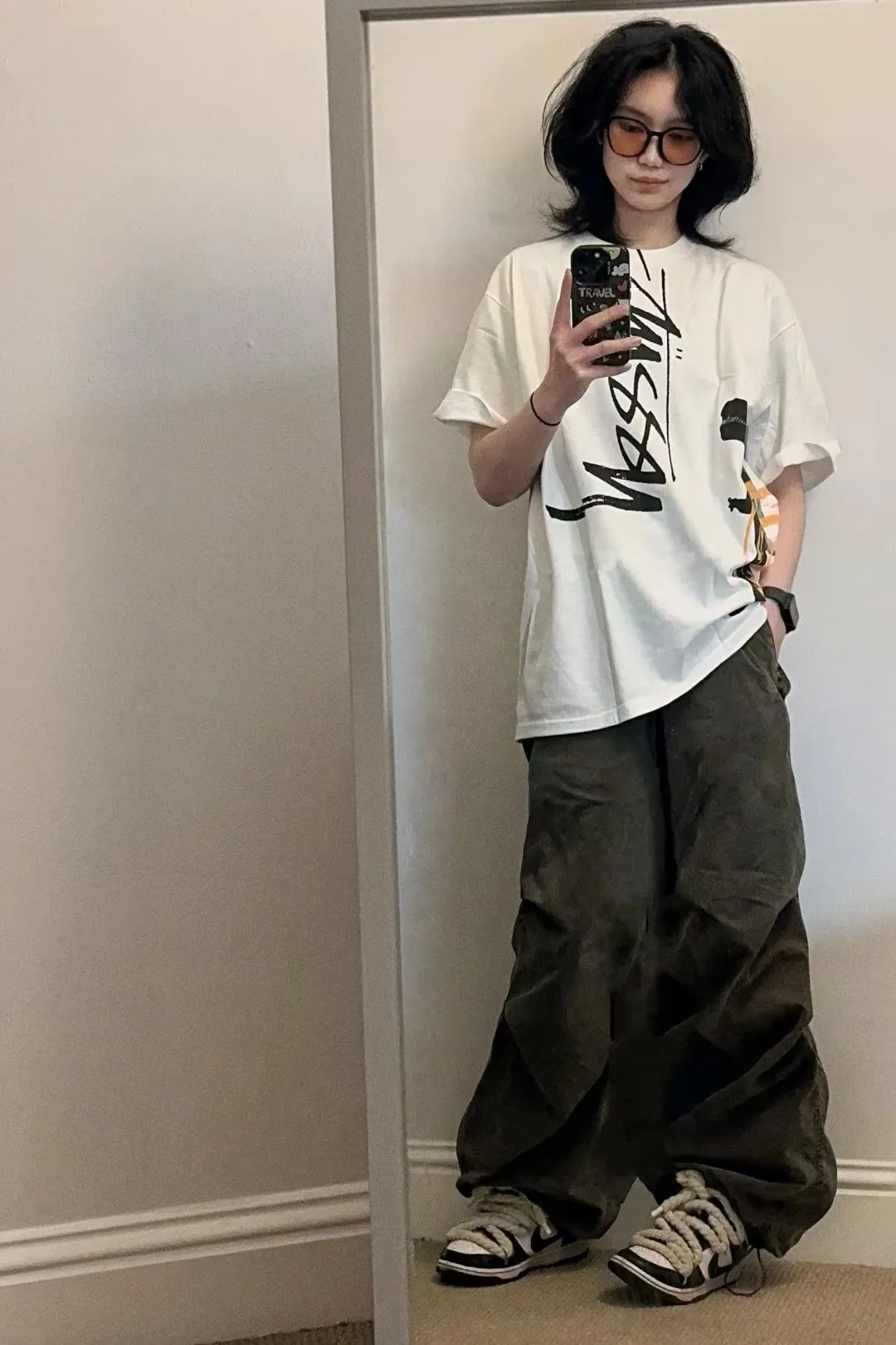 STUSSY X DAVID SS24 joint model CARSON DINO TEE dinosaur digital print short-sleeved Tee black and white S-XL