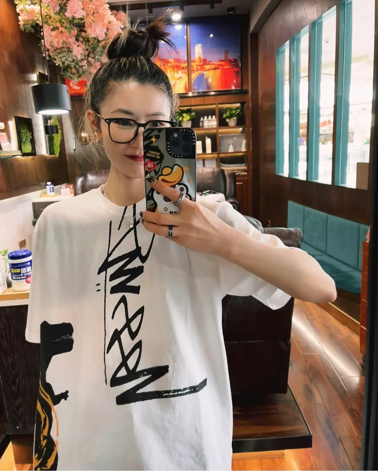 STUSSY X DAVID SS24 joint model CARSON DINO TEE dinosaur digital print short-sleeved Tee black and white S-XL