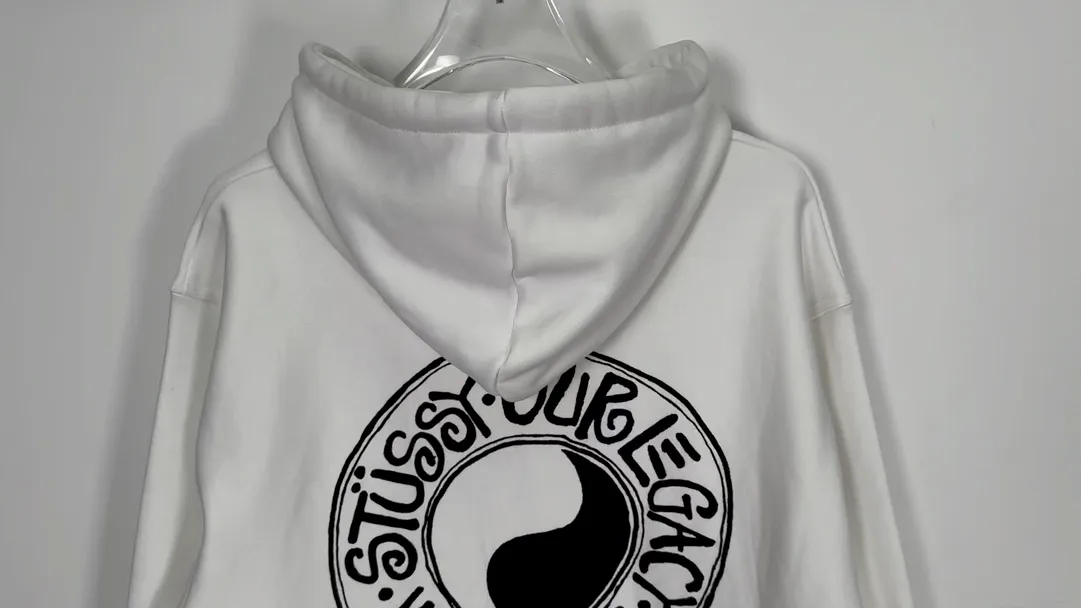 Tai Chi hoodie STUSSY x OUR LEGACY joint model FW24 WORK SHOP BUANA HOODIE PIGMENT DYED yin and yang pattern logo sweatshirt black and white S- XL