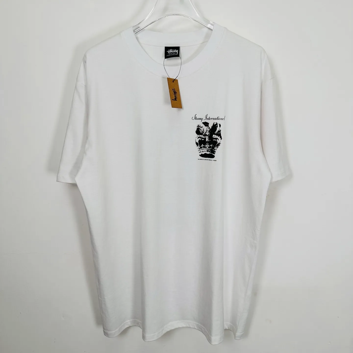 Crown Dog T-shirt STUSSY SS25 DOG CROWN TEE Black and White S- XL