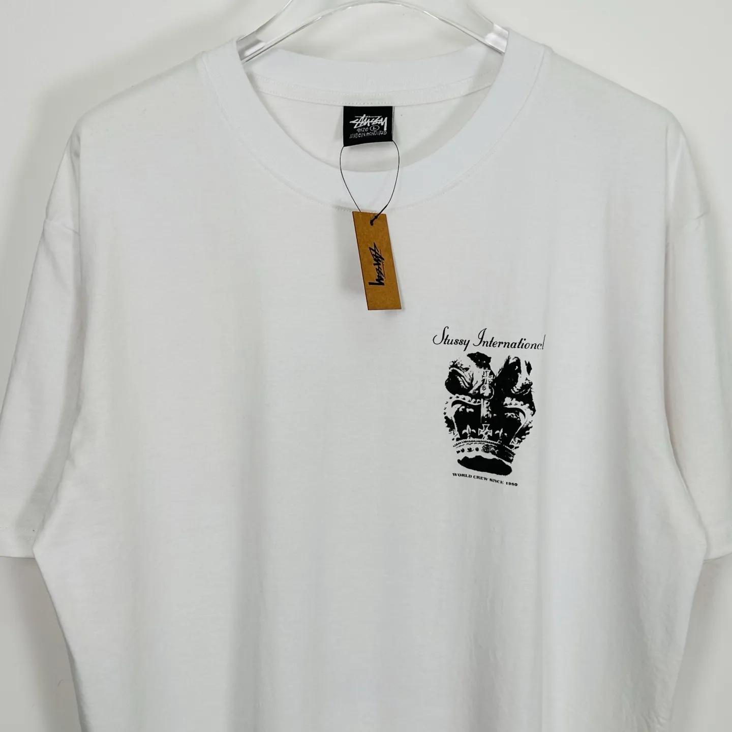 Crown Dog T-shirt STUSSY SS25 DOG CROWN TEE Black and White S- XL