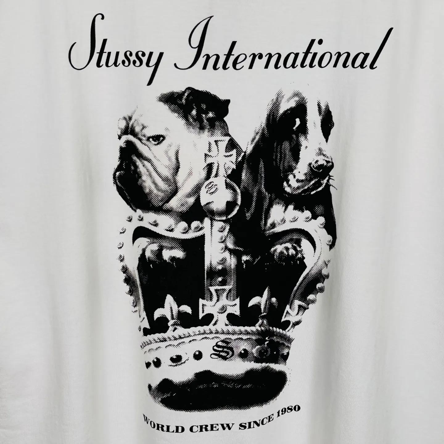Crown Dog T-shirt STUSSY SS25 DOG CROWN TEE Black and White S- XL