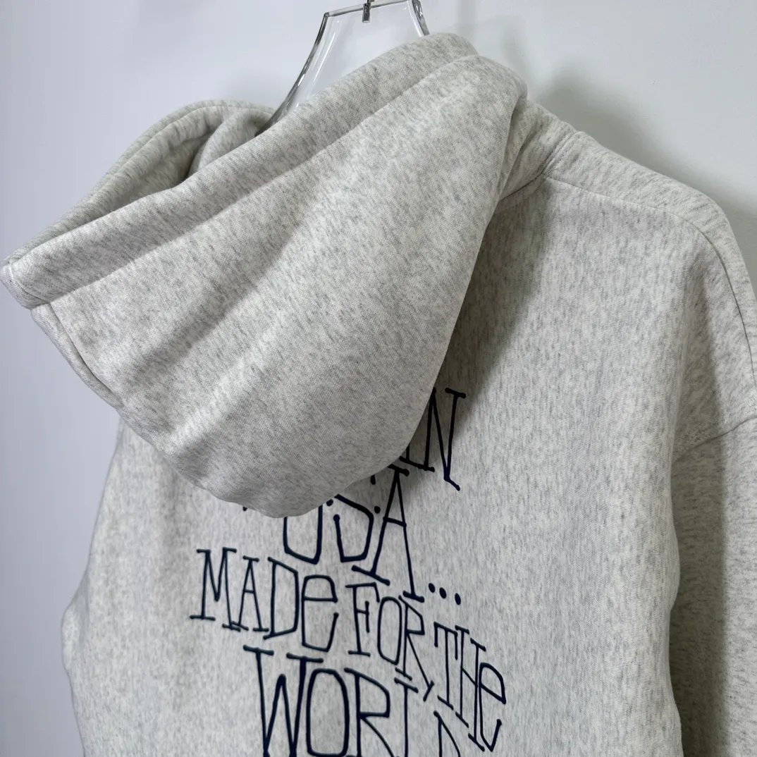 Graffiti word sweatshirt Stussy FW24 BUILT IN USA HOODIE English logo on the back plus velvet hooded sweatshirt/hoodie black gray blue S-XL