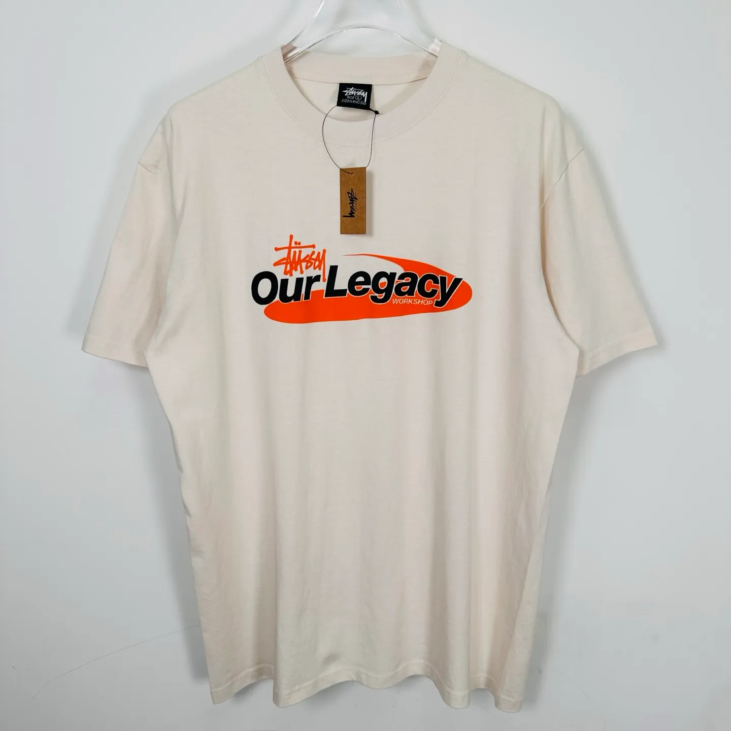 OL joint T-shirt STUSSY x OUR LEGACY joint model SS25 WORK SHOP SWIRL TEE PIGMENT DYED printed short-sleeved TEE off-white black S- XL