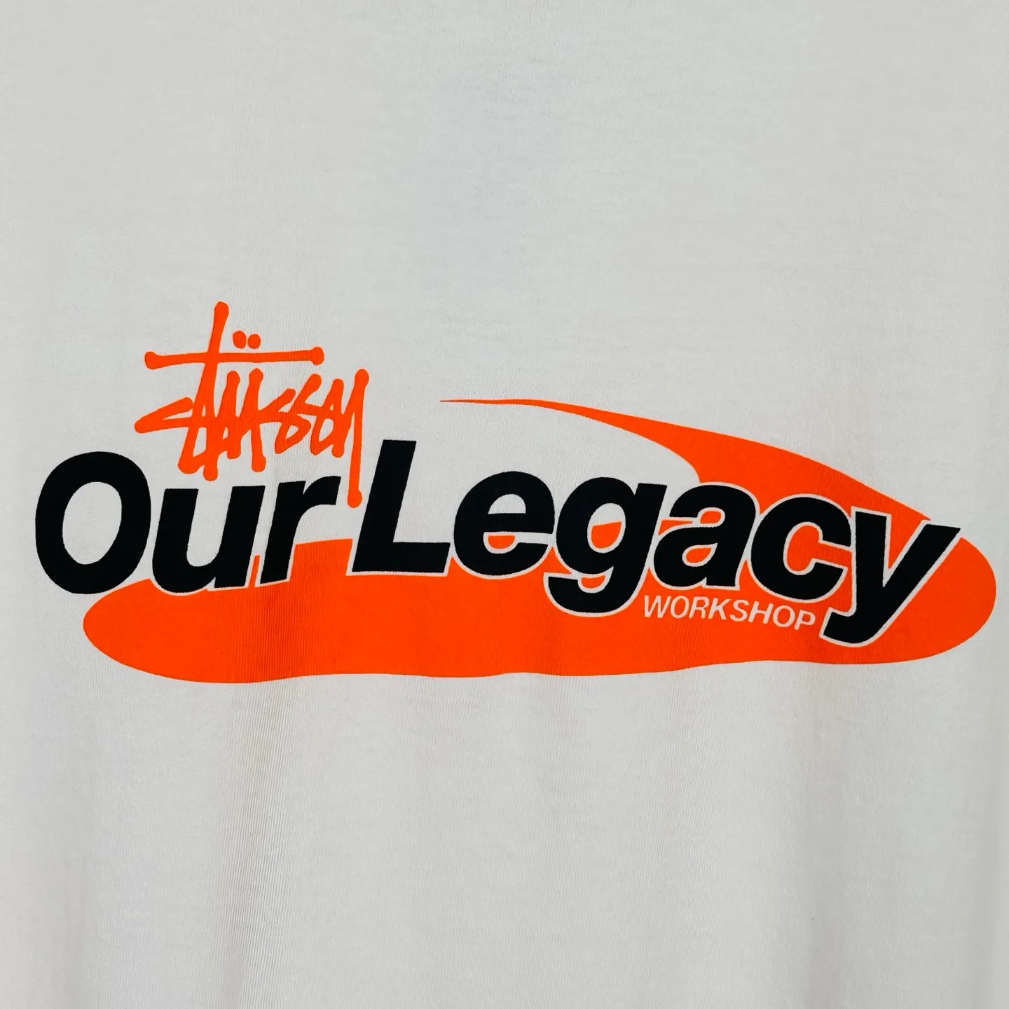 OL joint T-shirt STUSSY x OUR LEGACY joint model SS25 WORK SHOP SWIRL TEE PIGMENT DYED printed short-sleeved TEE off-white black S- XL