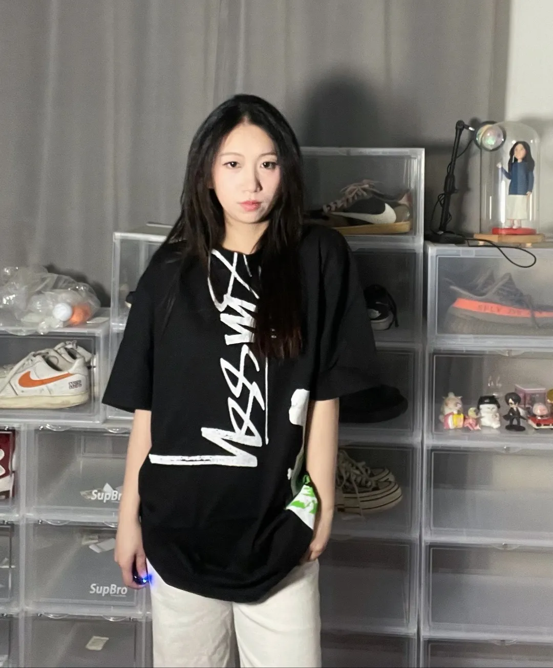 STUSSY X DAVID SS24 joint model CARSON DINO TEE dinosaur digital print short-sleeved Tee black and white S-XL
