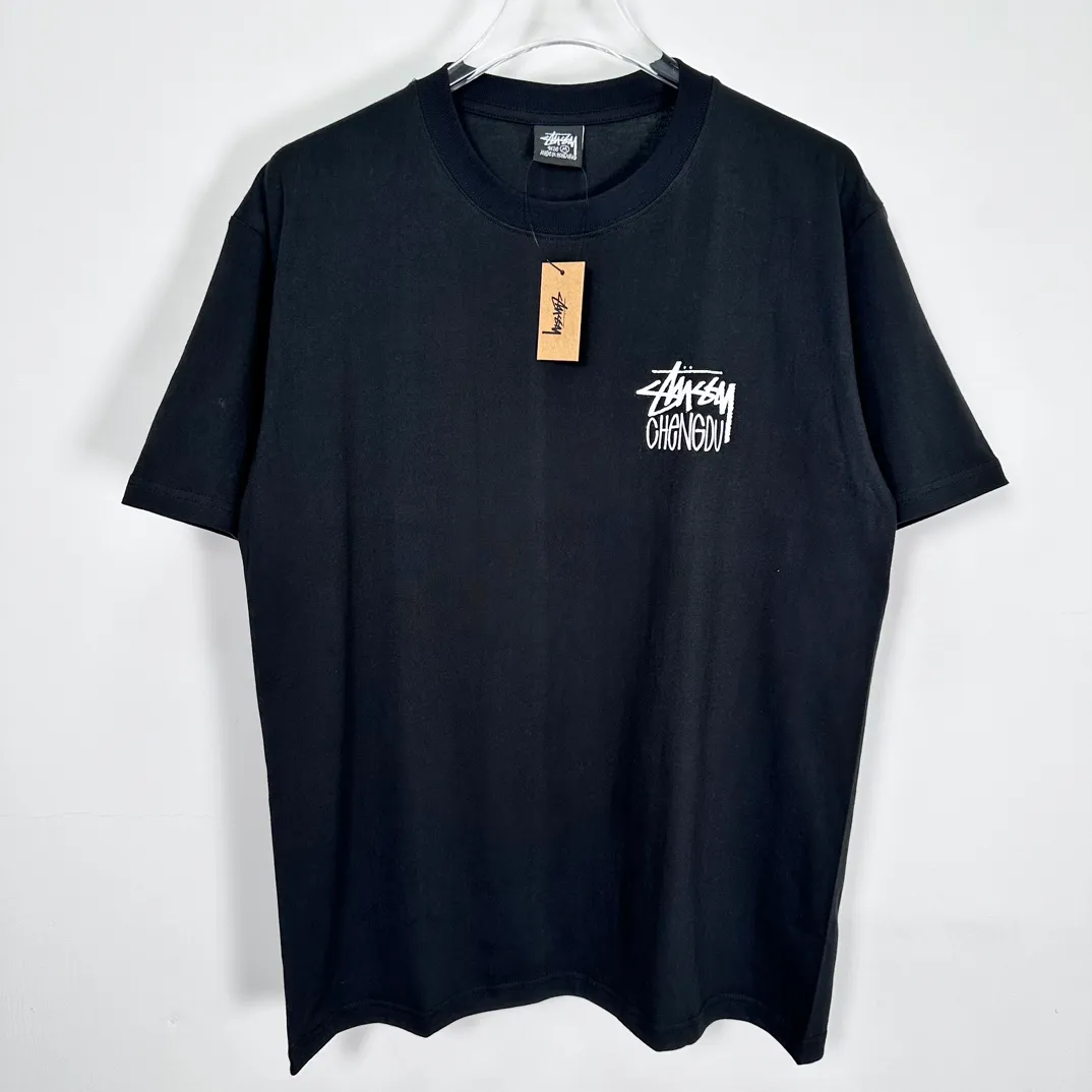 Lion T-shirt STUSSY 24FW CHENGDU CHAPTER TEE Chengdu limited short-sleeved Tee black and white S-XL