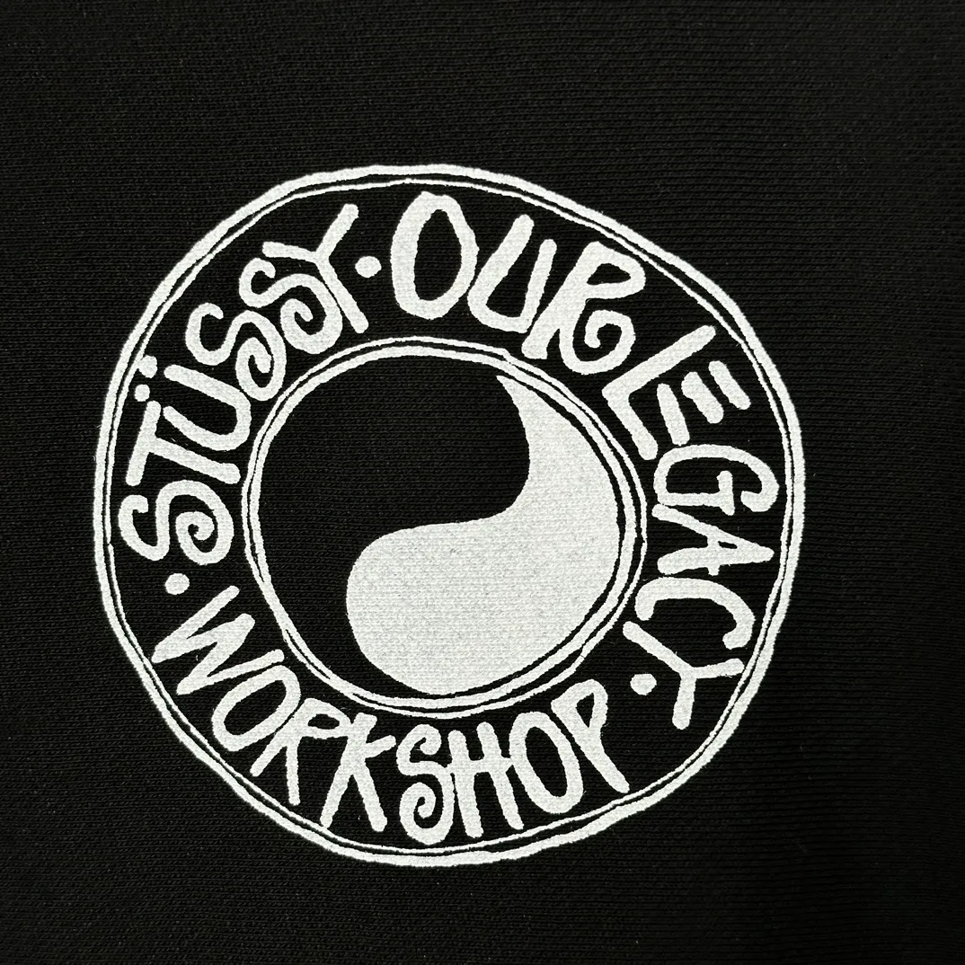 Tai Chi hoodie Stussy x OUR LEGACY joint model FW24 WORK SHOP BUANA HOODIE PIGMENT DYED yin and yang pattern logo sweatshirt black and white S- XL