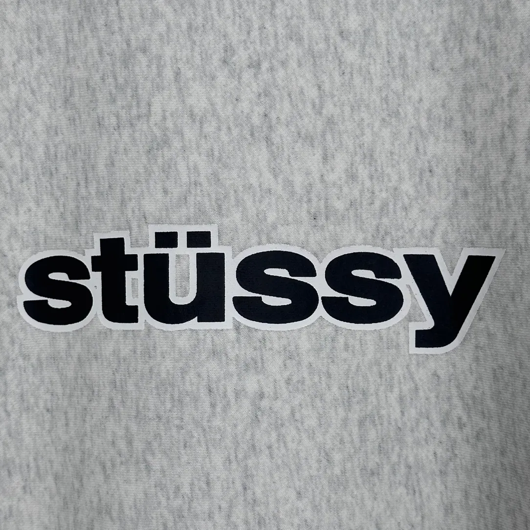 STUSSY 23FW SS-LINK CREW Double S-shaped chain printed pattern round neck sweatshirt, same style for men and women, black light gray S-XL