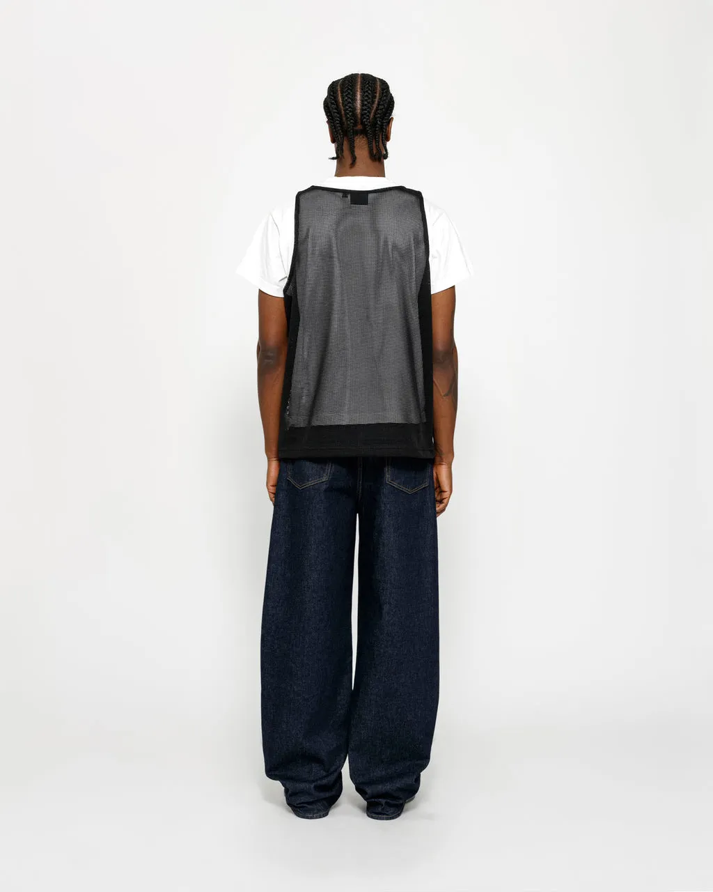 DT vest STUSSY X DENIM TEARS joint model SS25 MESH TANK garland mesh hollow vest black S- XL