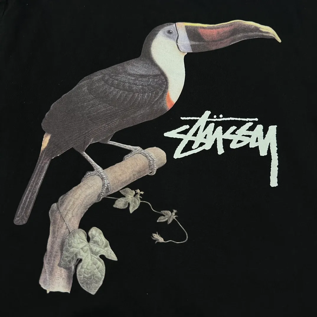 STUSSY SS24 Animal Series TOUCAN TEE Toucan T-shirt Black and White S-XL