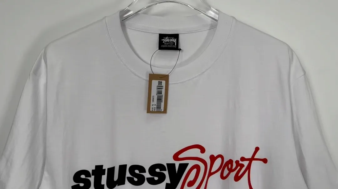 Stussy SS24 SPORT SCRIPT TEE logo letter print sports short-sleeved T-shirt, same style for men and women, black and white S- XL