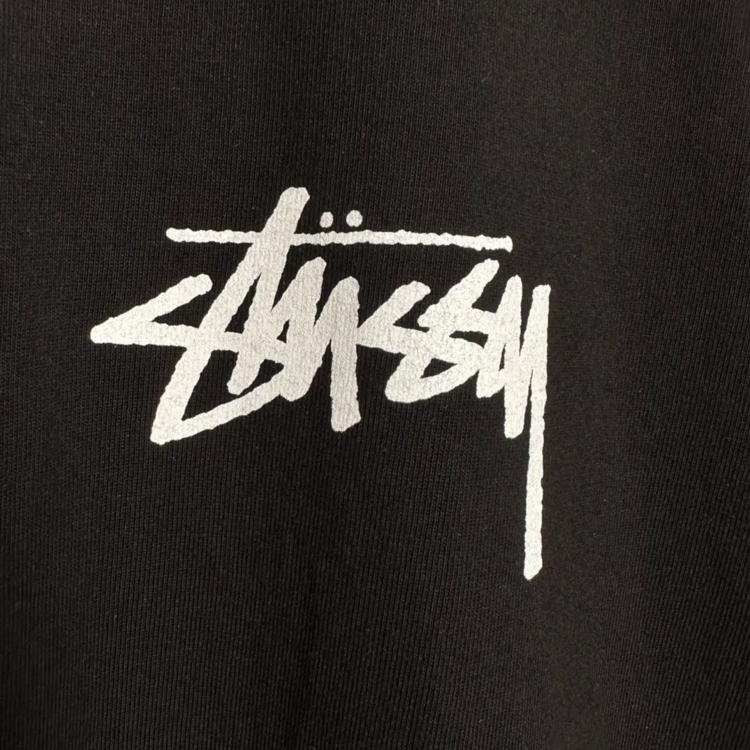 STUSSY 23SS PLUSH TEE doll logo No. 8 ball short-sleeved Tee black and white S-XL