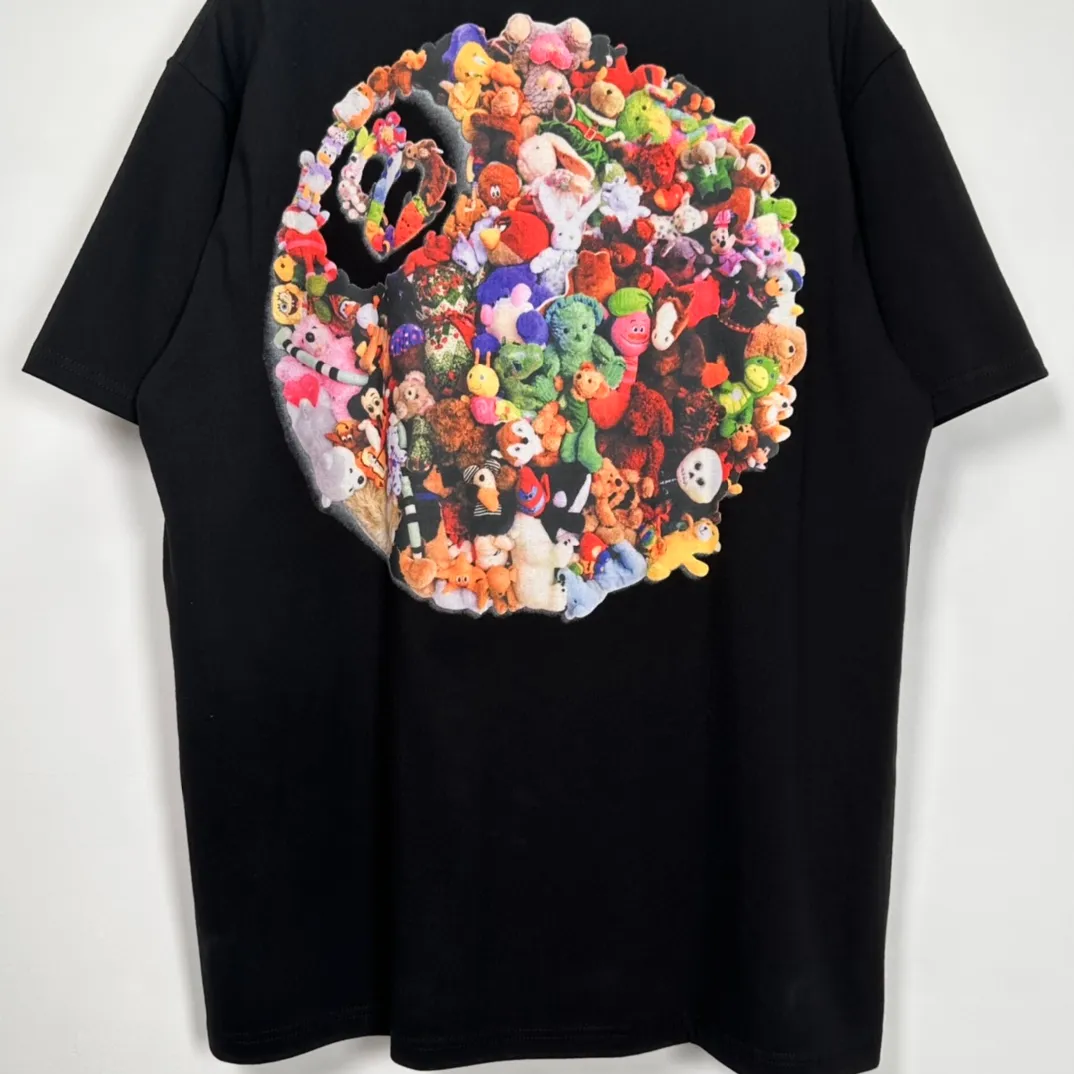STUSSY 23SS PLUSH TEE doll logo No. 8 ball short-sleeved Tee black and white S-XL
