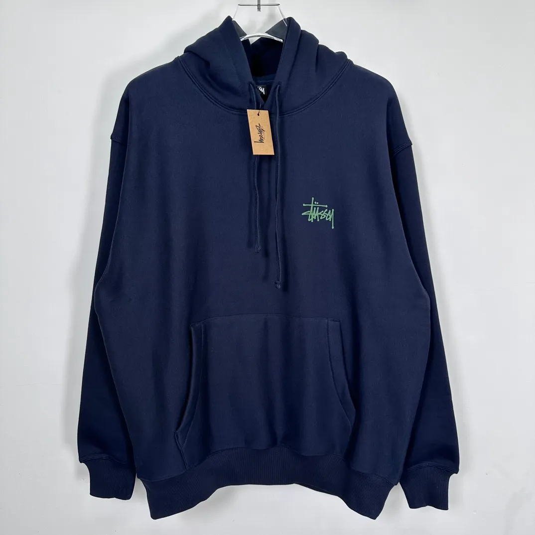 Graffiti word sweatshirt Stussy FW24 BUILT IN USA HOODIE English logo on the back plus velvet hooded sweatshirt/hoodie black gray blue S-XL