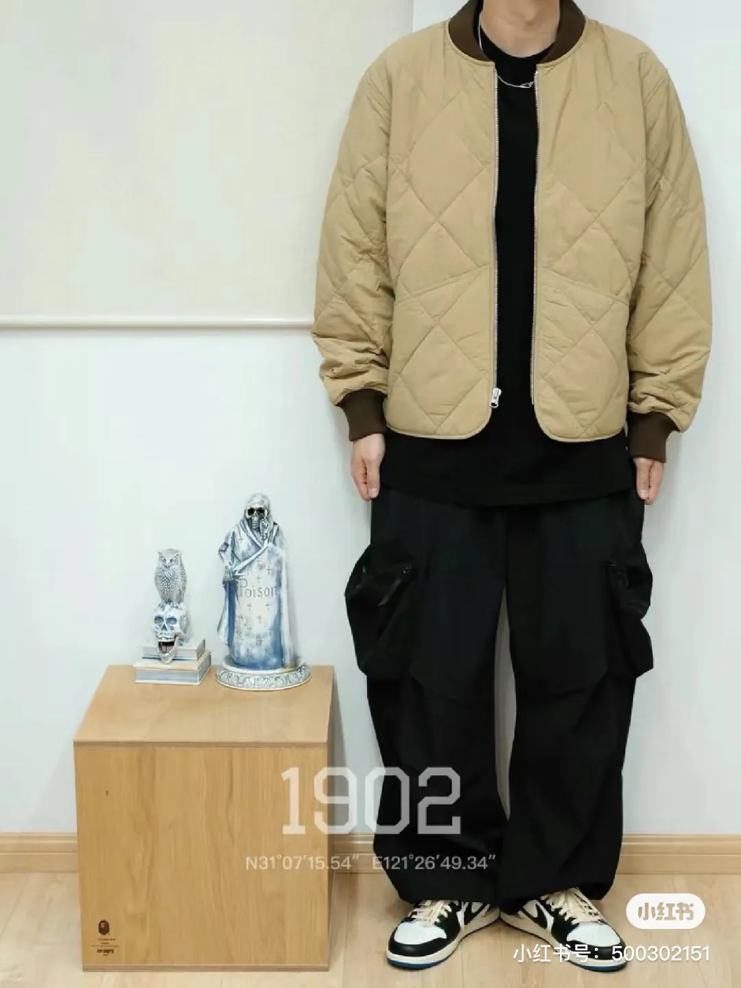 STUSSY 23FW 🎱 BALL QUILTED LINER JACKET Black 8 billiard zipper cotton coat/jacket Size: Black S M Khaki M L XL