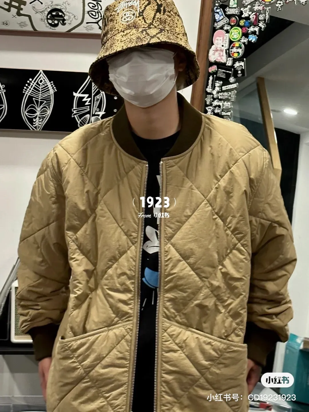STUSSY 23FW 🎱 BALL QUILTED LINER JACKET Black 8 billiard zipper cotton coat/jacket Size: Black S M Khaki M L XL