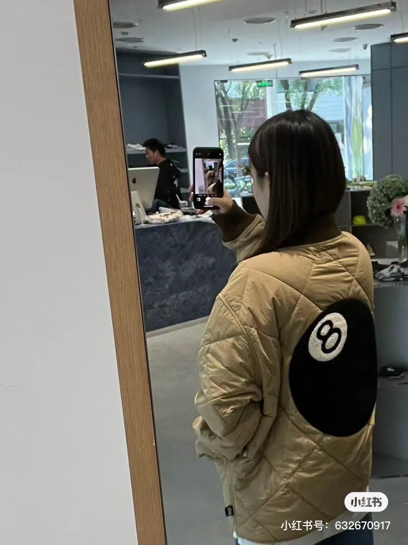 STUSSY 23FW 🎱 BALL QUILTED LINER JACKET Black 8 billiard zipper cotton coat/jacket Size: Black S M Khaki M L XL