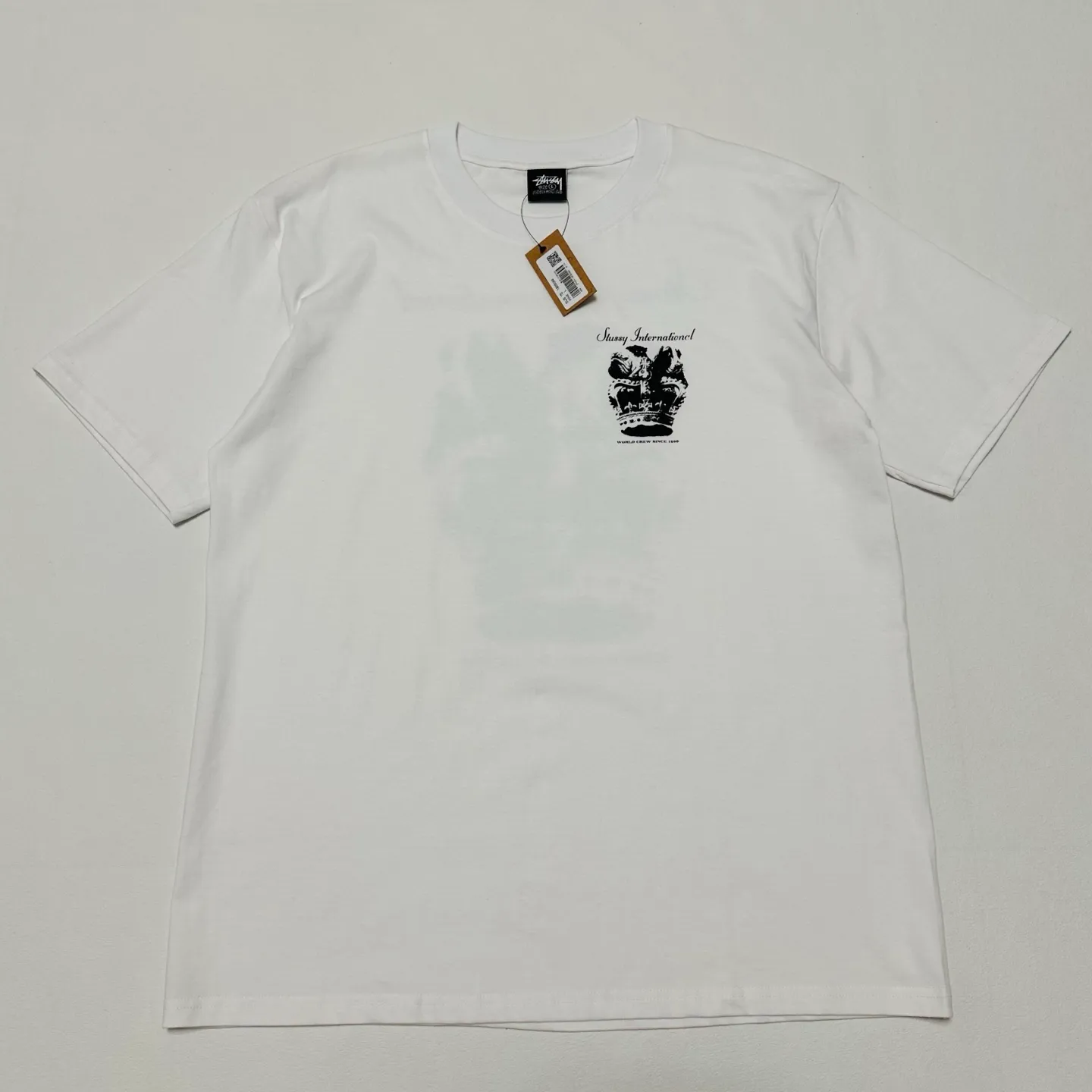 Spot goods! Crown Dog T-shirt STUSSY SS25 DOG CROWN TEE Black and White S- XL