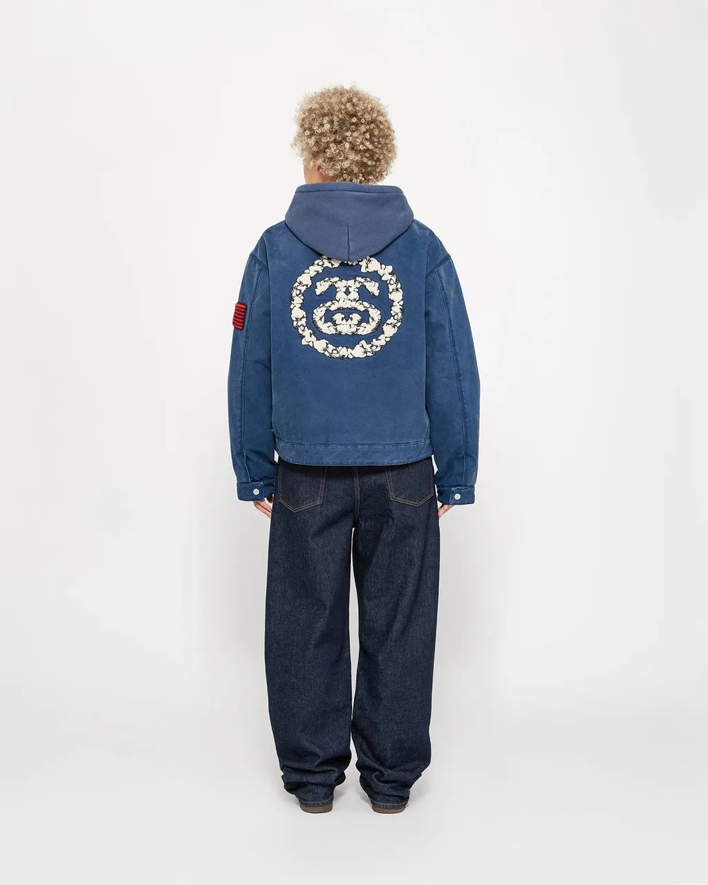 DT Jacket STUSSY X DENIM TEARS joint model CANVAS JACKET zipper work jacket navy blue S- XL