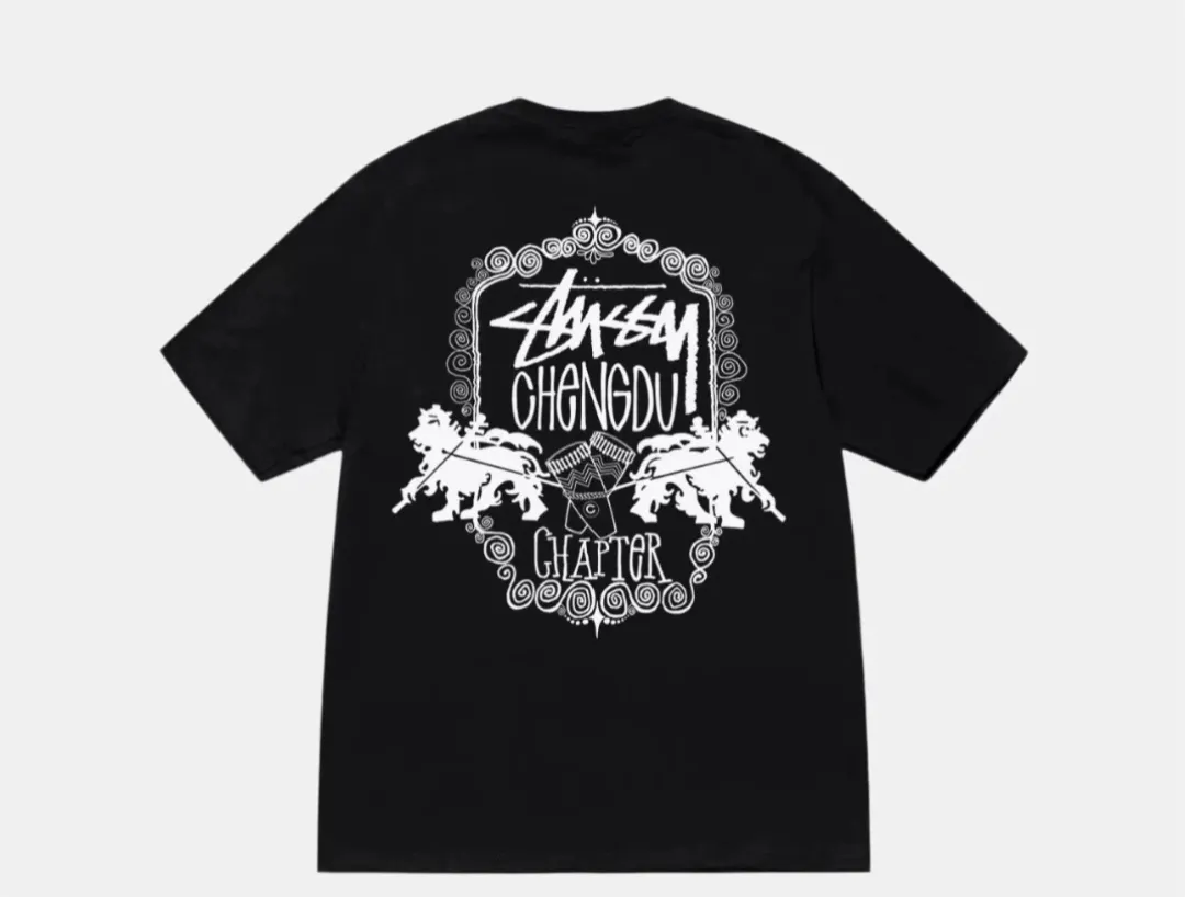 Spot goods! Lion T-shirt STUSSY 24FW CHENGDU CHAPTER TEE Chengdu limited short-sleeved Tee black and white S-XL