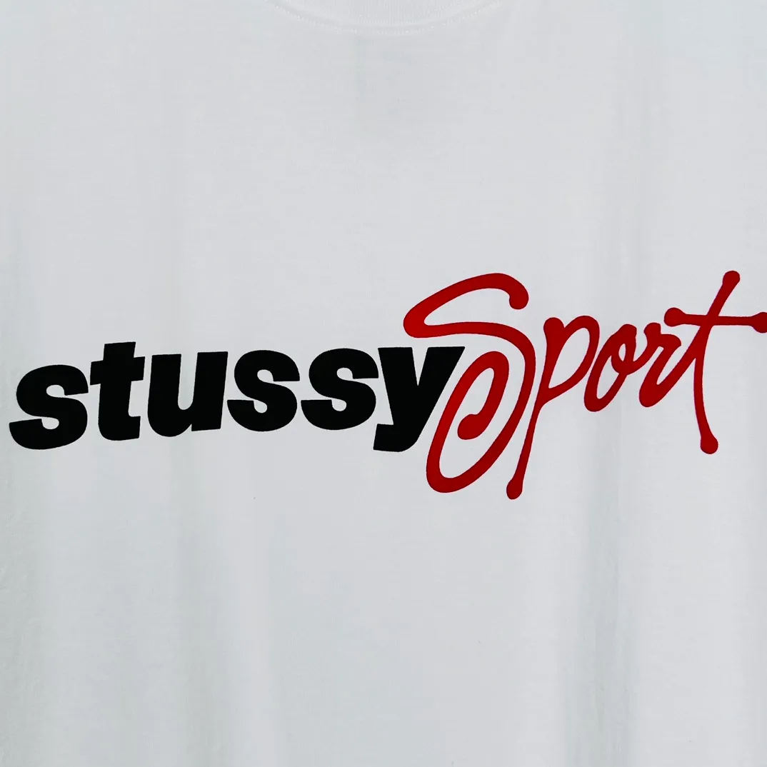 Stussy SS24 SPORT SCRIPT TEE logo letter print sports short-sleeved T-shirt, same style for men and women, black and white S- XL