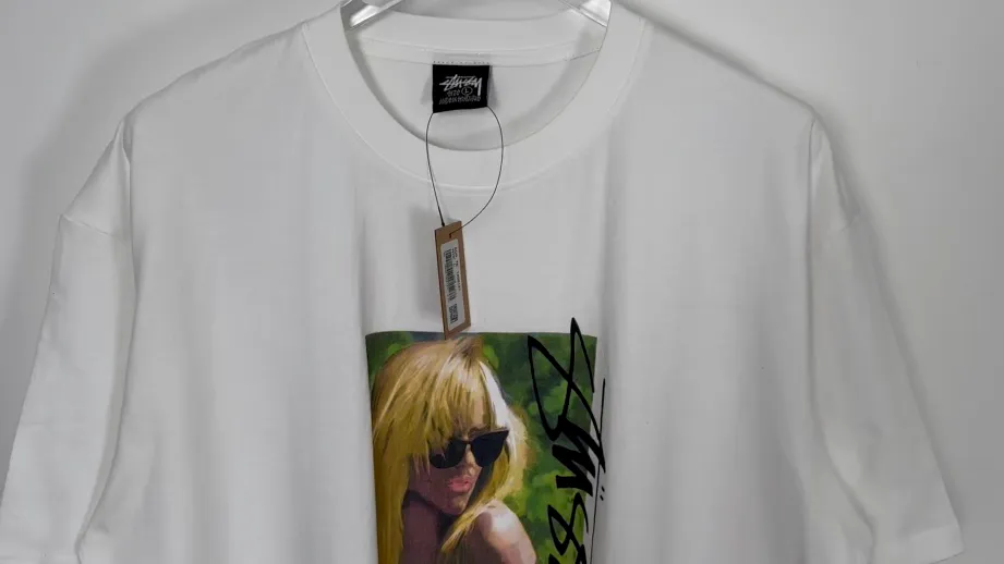Blonde beauty T-shirt STUSSY SS25 LAURA TEE character print short-sleeved TEE black and white S- XL