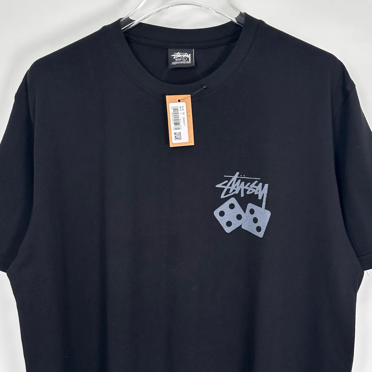 STUSSY SS25 DICE TEE PIGMENT DYED dice letter pattern printed short-sleeved T-shirt black off-white S-XL