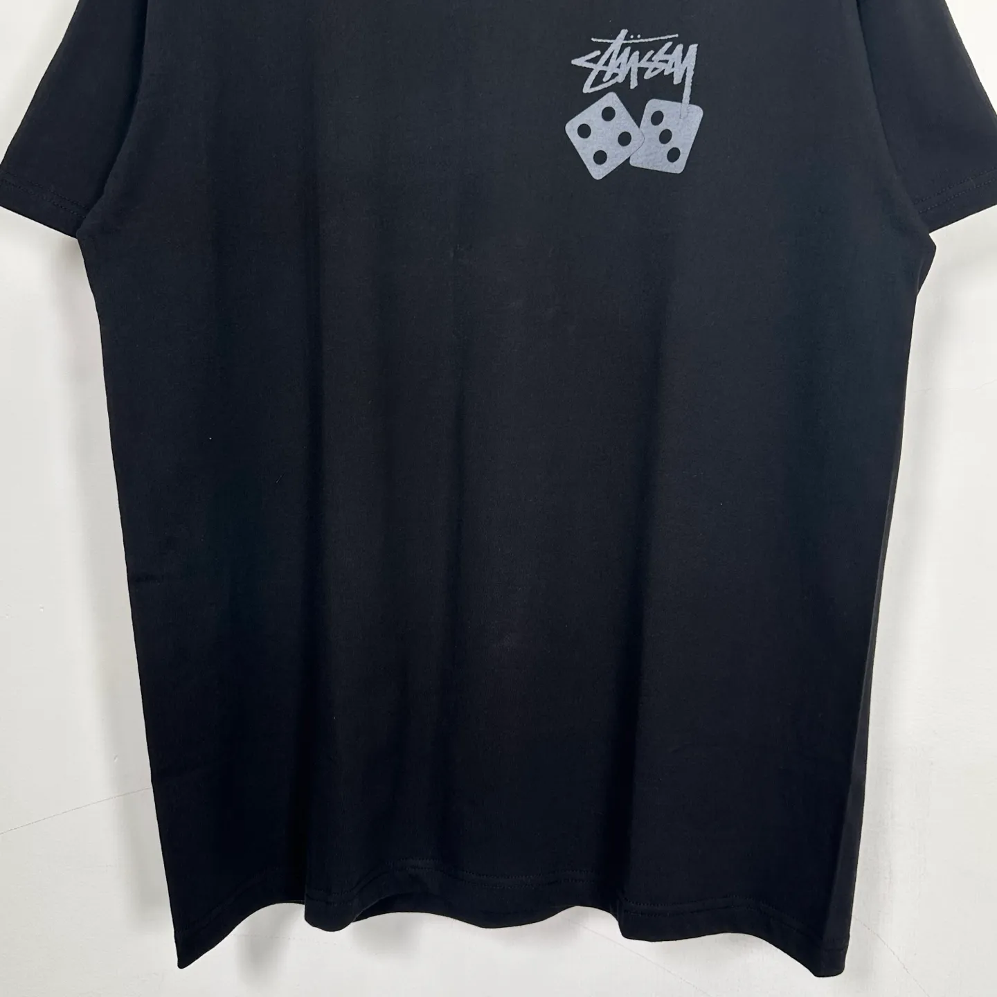STUSSY SS25 DICE TEE PIGMENT DYED dice letter pattern printed short-sleeved T-shirt black off-white S-XL