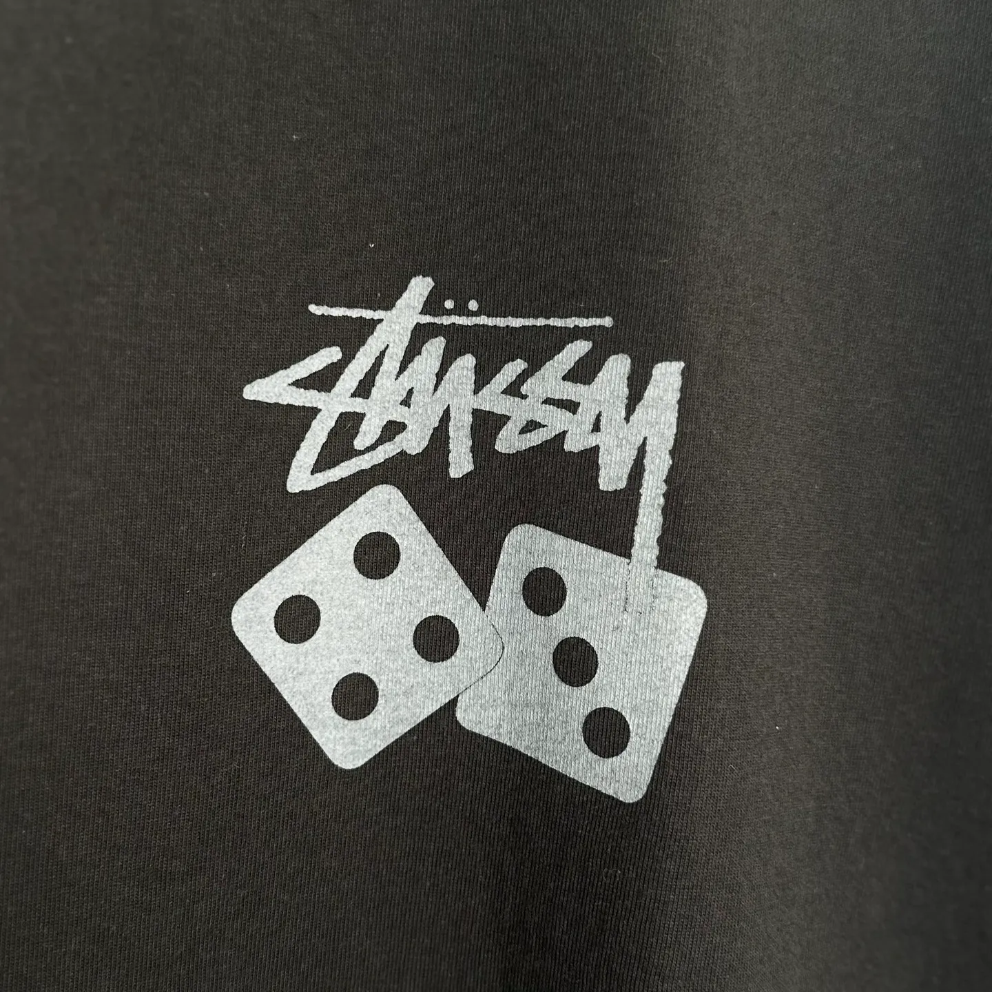 STUSSY SS25 DICE TEE PIGMENT DYED dice letter pattern printed short-sleeved T-shirt black off-white S-XL