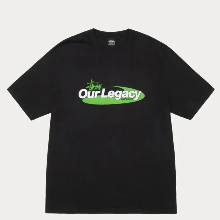 OL joint T-shirt STUSSY x OUR LEGACY joint model SS25 WORK SHOP SWIRL TEE PIGMENT DYED printed short-sleeved TEE off-white black S- XL