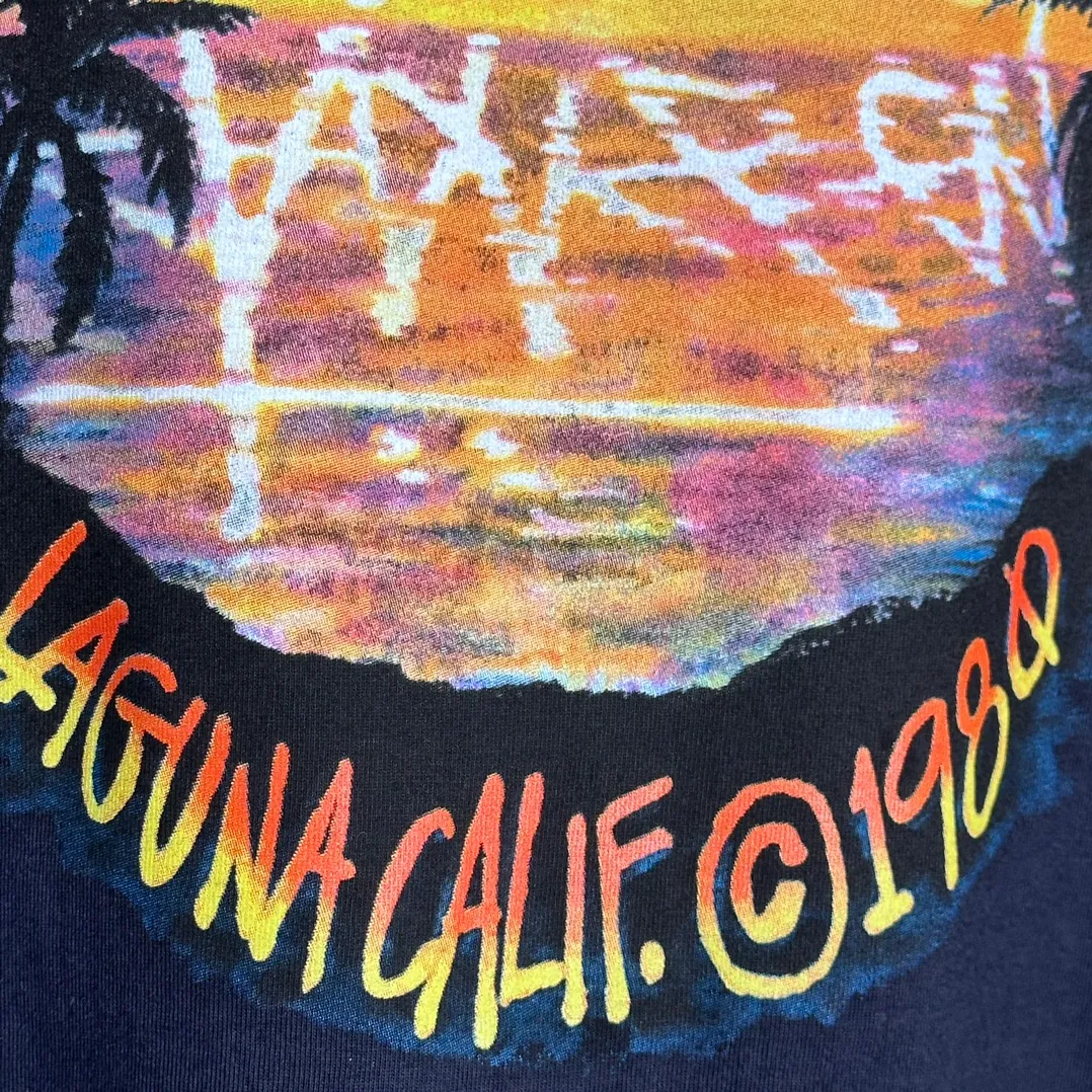 STUSSY SS24 SUNSET TEE Sunset Coconut Beach View T-shirt Black and White S-XL
