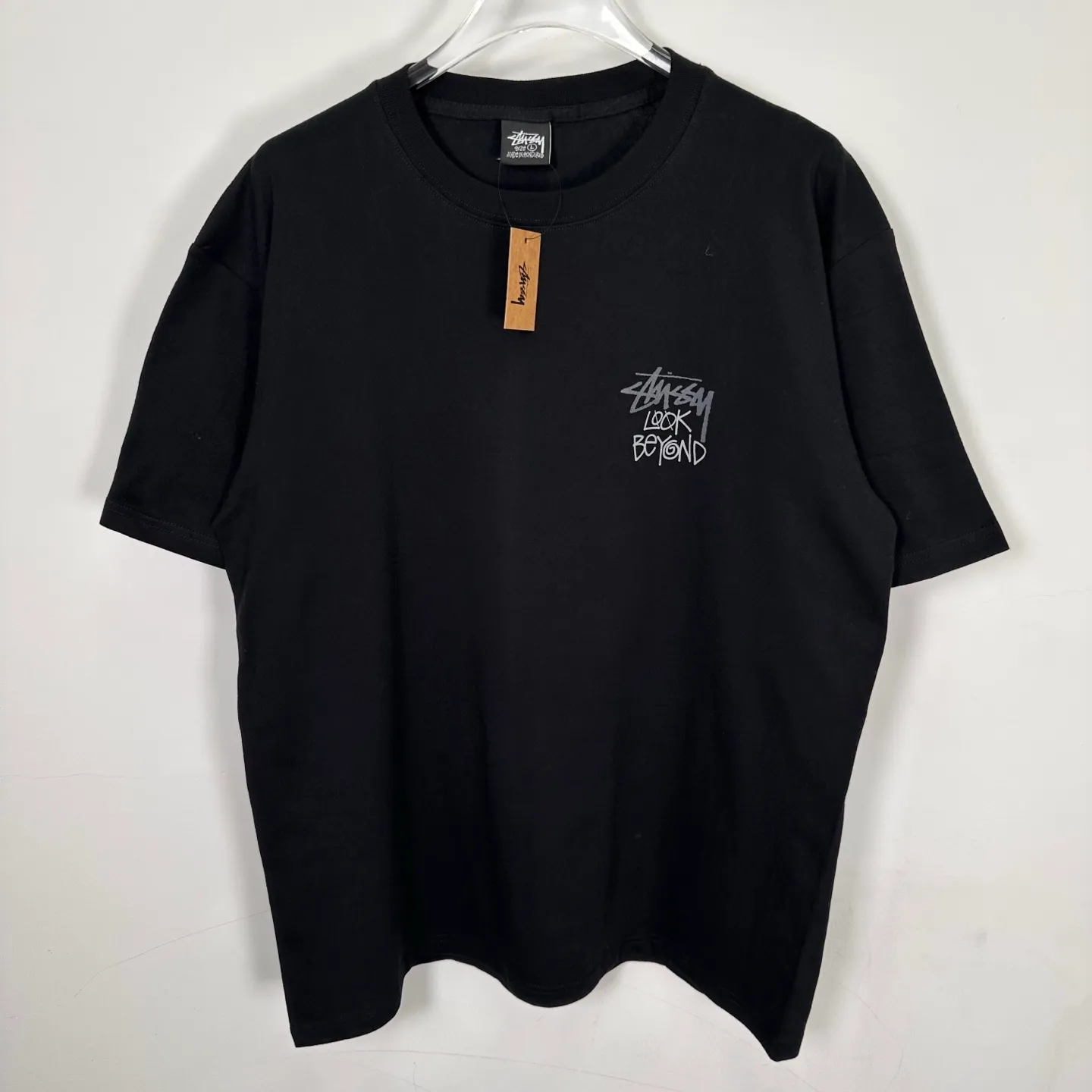 Sun T-shirt STUSSY SS25 LOOK BEYOND TEE PIGMENT DYED Double S sun short-sleeved TEE black and white S- XL
