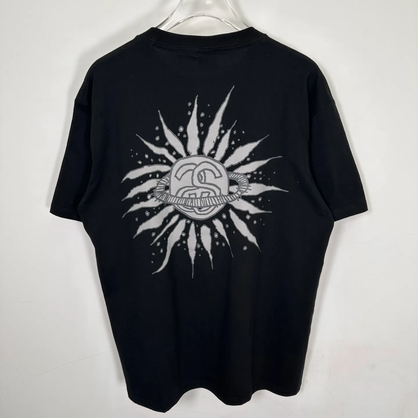 Sun T-shirt STUSSY SS25 LOOK BEYOND TEE PIGMENT DYED Double S sun short-sleeved TEE black and white S- XL