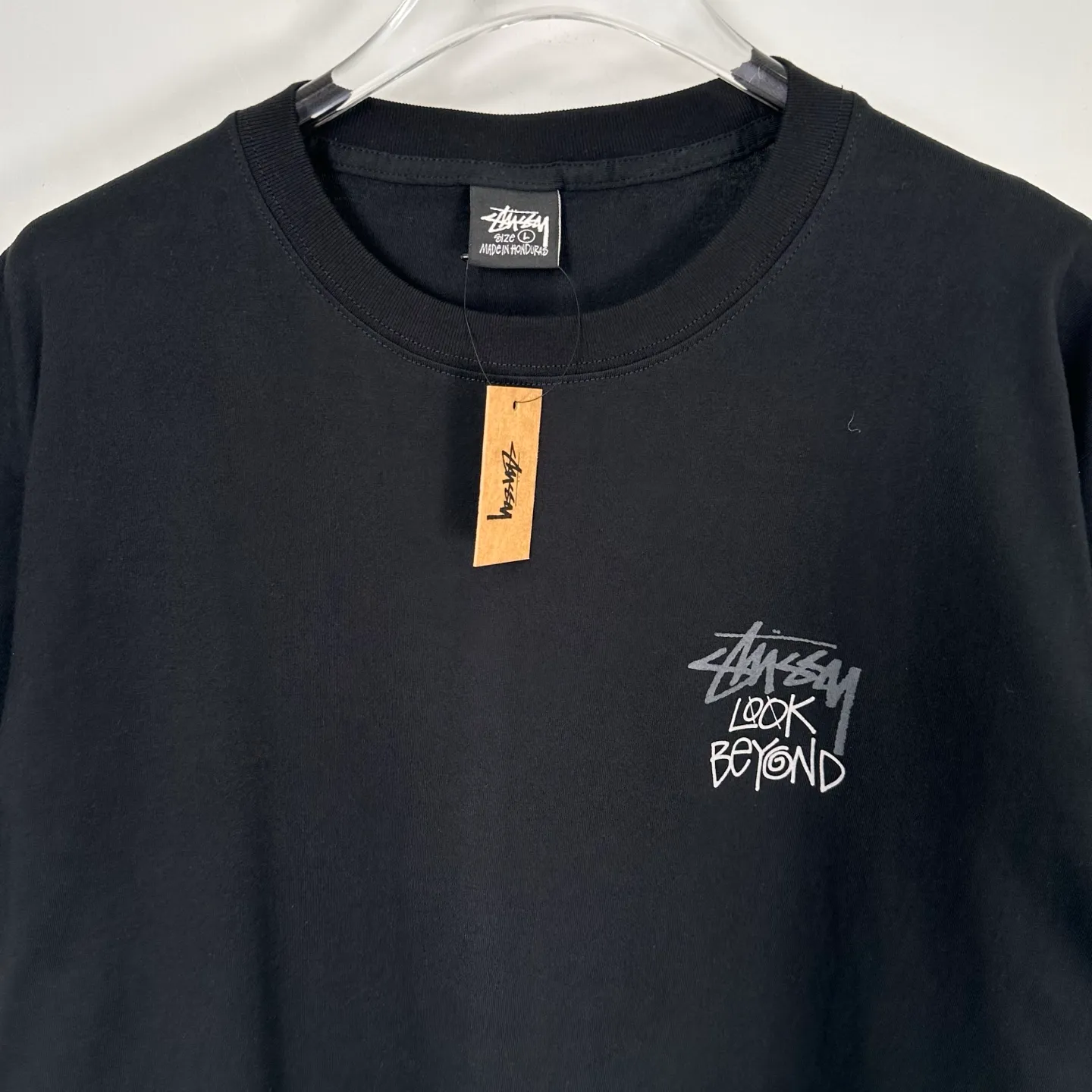 Sun T-shirt STUSSY SS25 LOOK BEYOND TEE PIGMENT DYED Double S sun short-sleeved TEE black and white S- XL