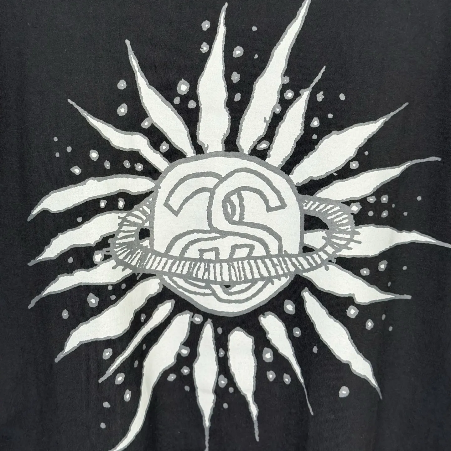 Sun T-shirt STUSSY SS25 LOOK BEYOND TEE PIGMENT DYED Double S sun short-sleeved TEE black and white S- XL
