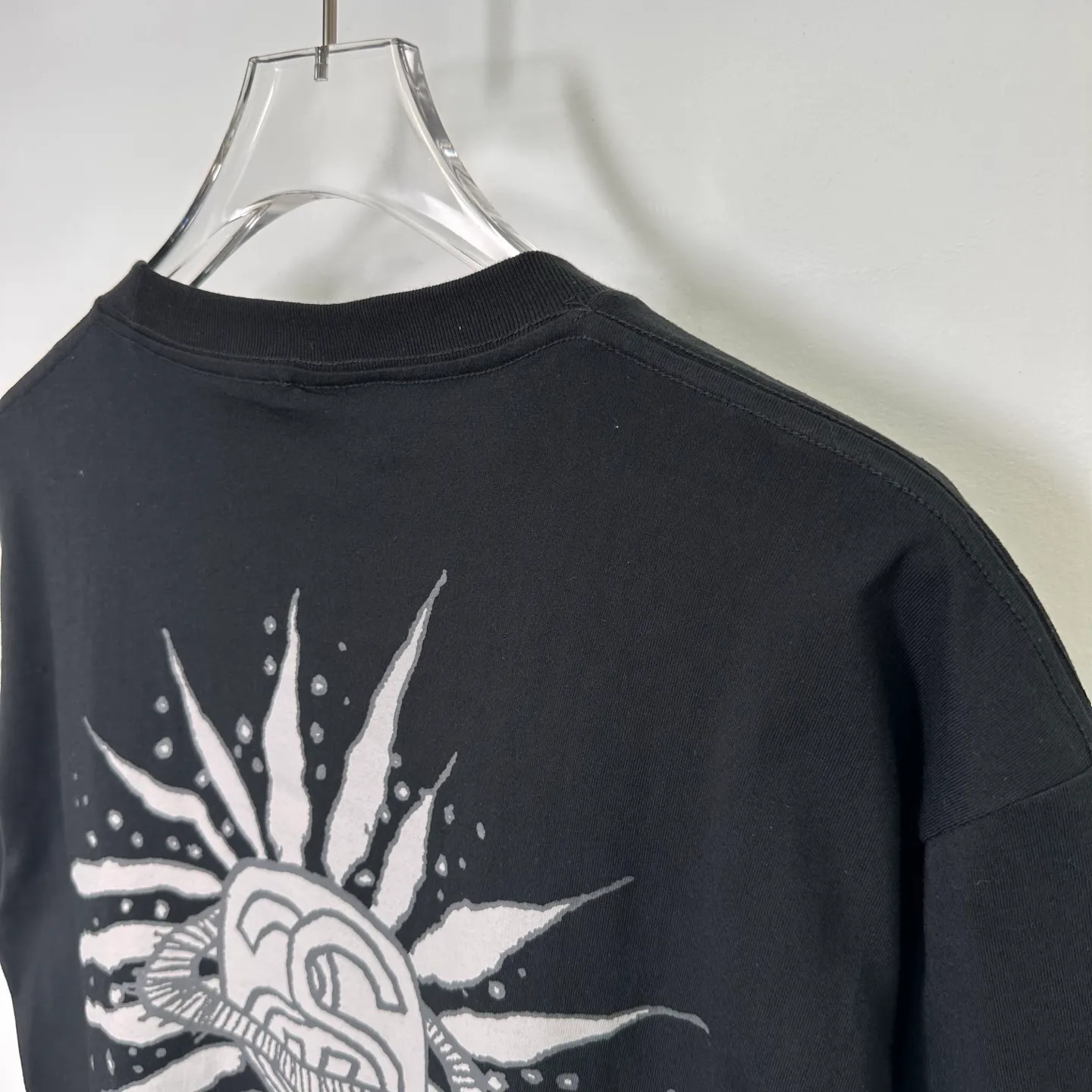 Sun T-shirt STUSSY SS25 LOOK BEYOND TEE PIGMENT DYED Double S sun short-sleeved TEE black and white S- XL
