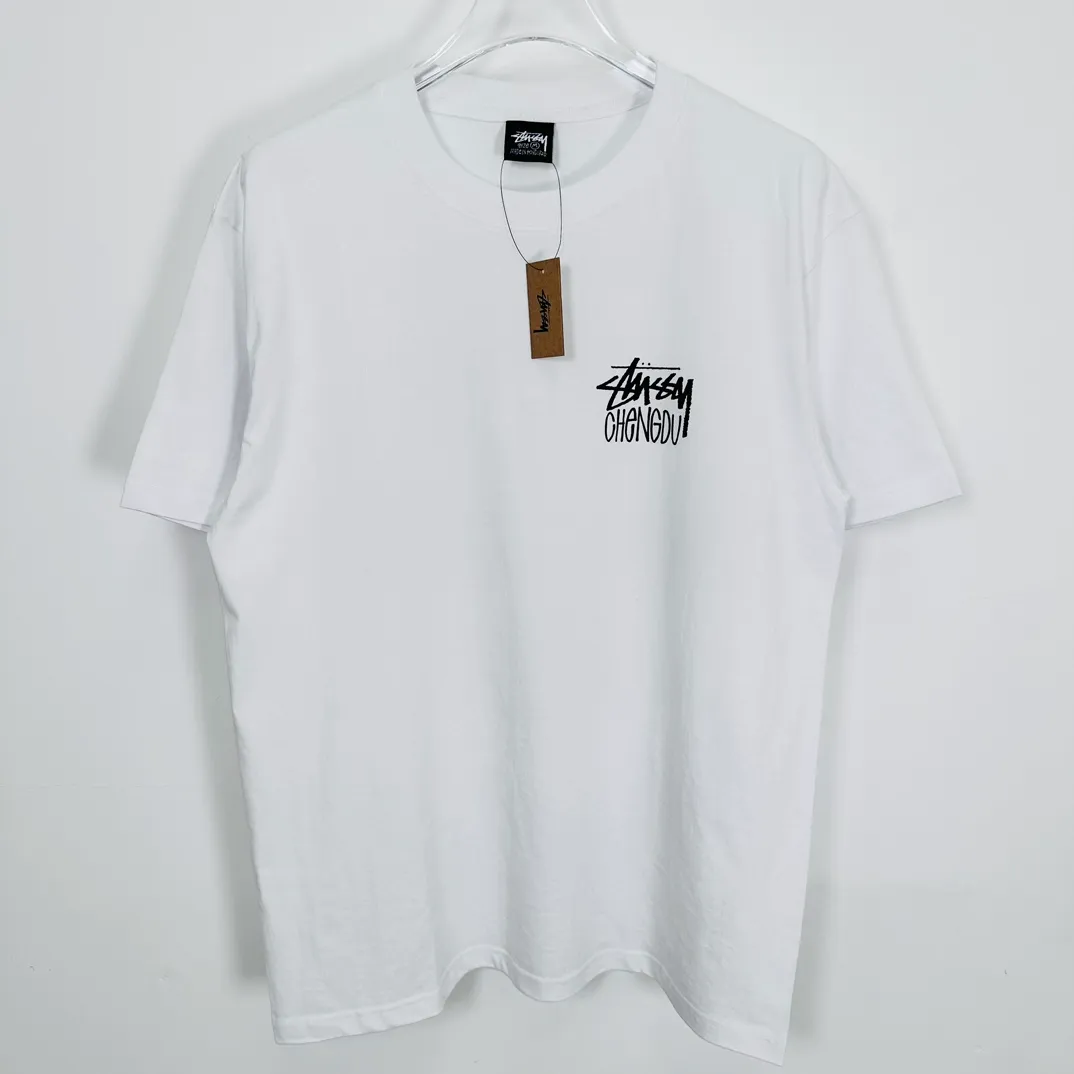 Lion T-shirt STUSSY 24FW CHENGDU CHAPTER TEE Chengdu limited short-sleeved Tee black and white S-XL