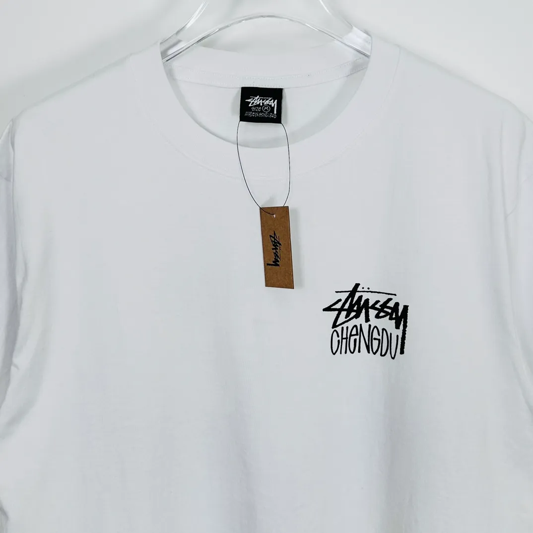 Lion T-shirt STUSSY 24FW CHENGDU CHAPTER TEE Chengdu limited short-sleeved Tee black and white S-XL