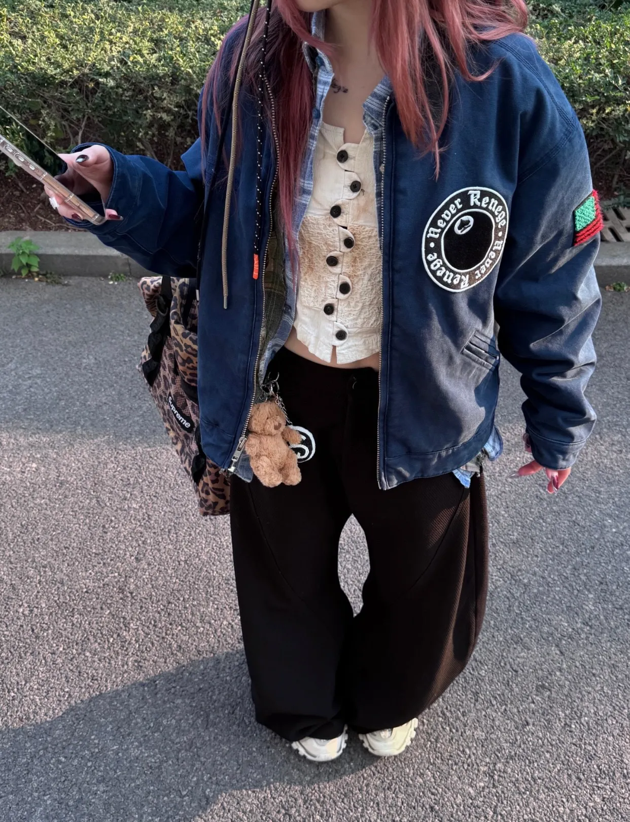 DT Jacket STUSSY X DENIM TEARS joint model CANVAS JACKET zipper work jacket navy blue S- XL