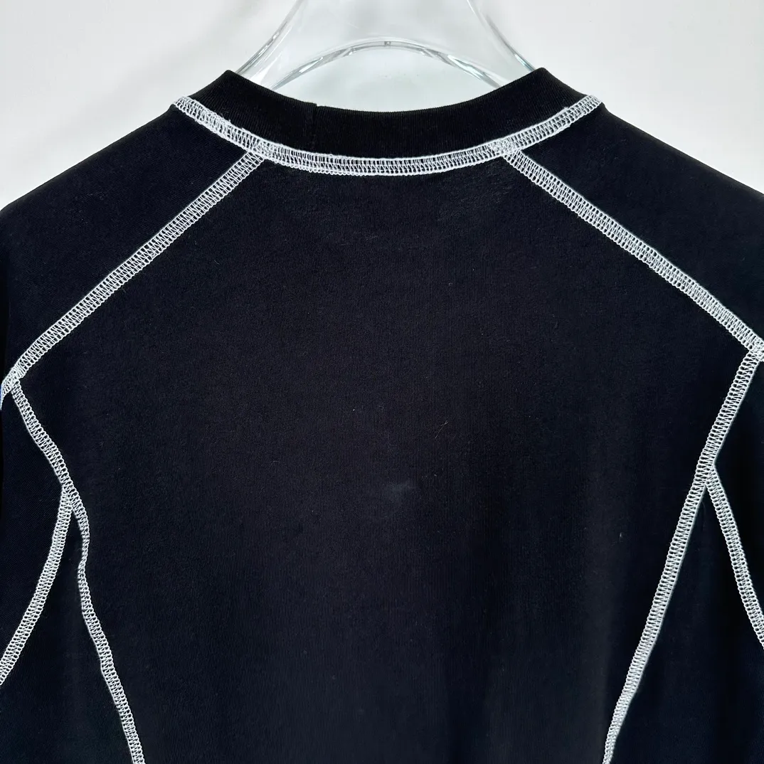 STUSSY SS24 WAVE COTTON CREW TEE Top-stitched Micro Label T-shirt Black Blue Mustard Yellow S-XL Original Same 240g Weight