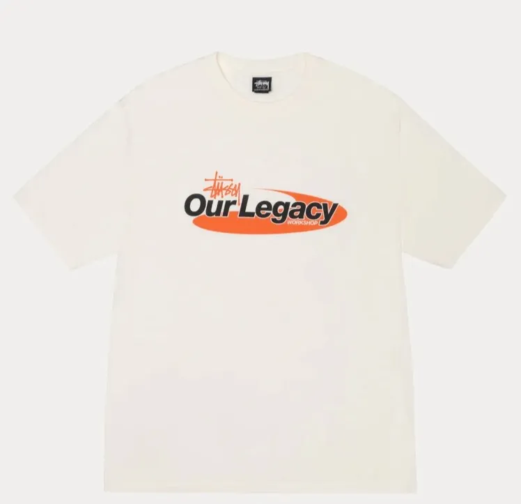 OL joint T-shirt STUSSY x OUR LEGACY joint model SS25 WORK SHOP SWIRL TEE PIGMENT DYED printed short-sleeved TEE off-white black S- XL