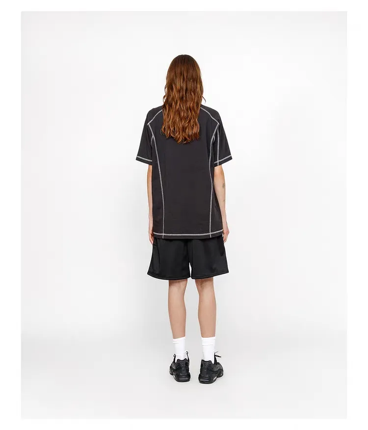 STUSSY SS24 WAVE COTTON CREW TEE Top-stitched Micro Label T-shirt Black Blue Mustard Yellow S-XL Original Same 240g Weight