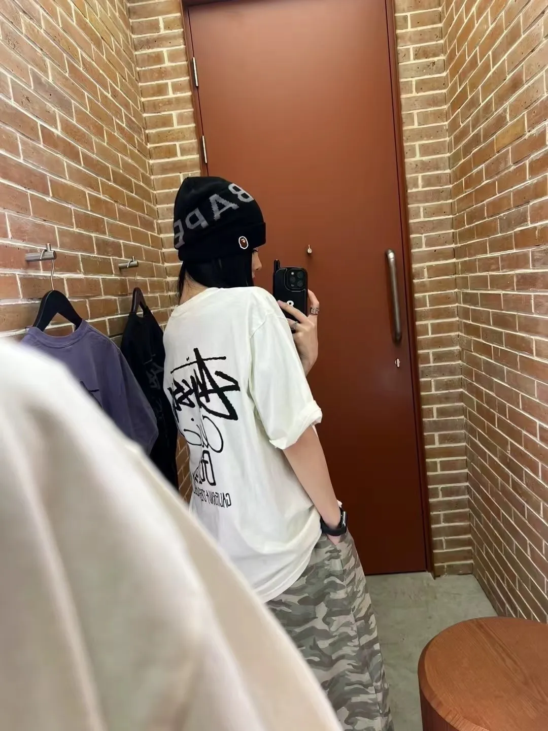 Retro lettering T-shirt STUSSY SS25 CLASSIC GEAR TEE PIGMENT DYED Classic lettering printed short sleeves black off-white S- XL