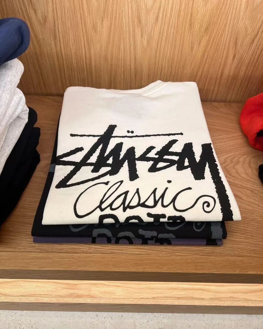 Retro lettering T-shirt STUSSY SS25 CLASSIC GEAR TEE PIGMENT DYED Classic lettering printed short sleeves black off-white S- XL