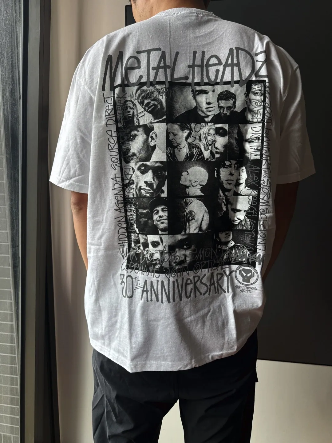 STUSSY x GOLDIE METALHEADZ SS24 joint model TEE 3M reflective black band character T-shirt white S-XL