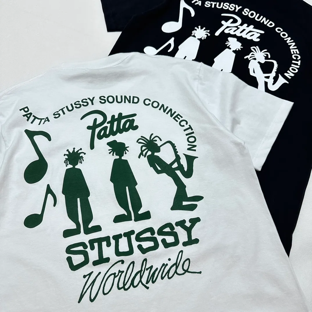 STUSSY X PATTA joint model SS24 TEE musician T-shirt black and white S-XL
