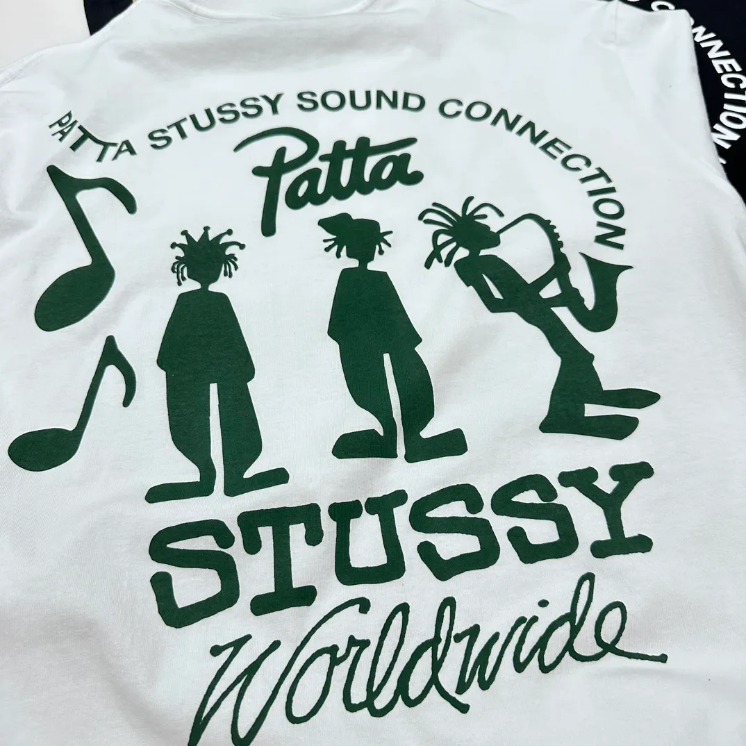 STUSSY X PATTA joint model SS24 TEE musician T-shirt black and white S-XL